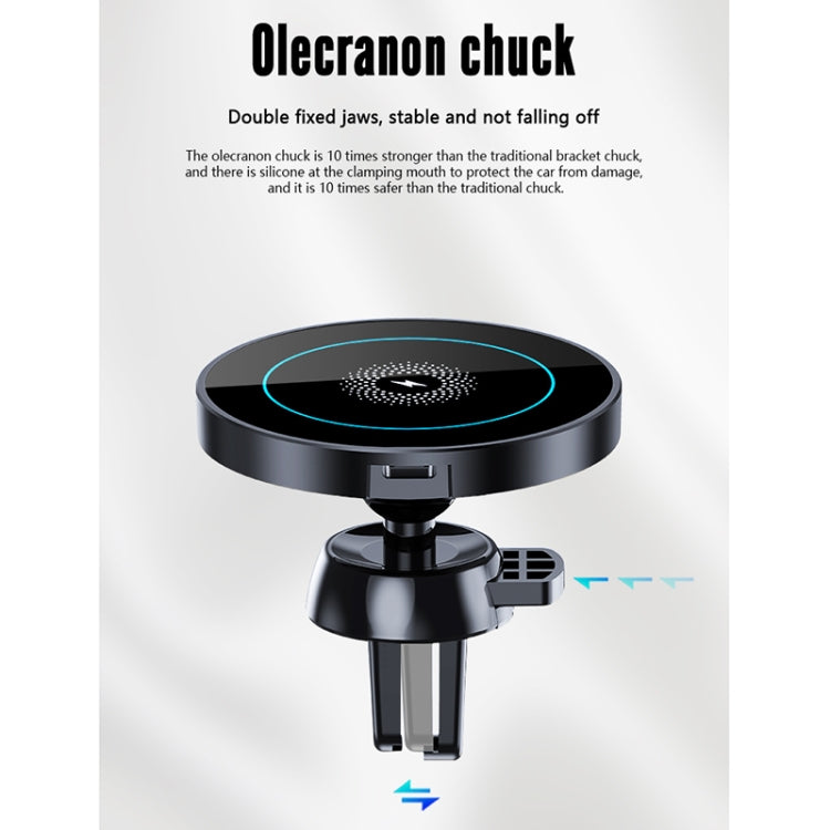 R-JUST CZ04 15W Rotatable Magnetic Car Wireless Charger Mobile Phone Holder with Round Breathing Light for iPhone 12 / 13 Series ÎҵÄÉ̵ê