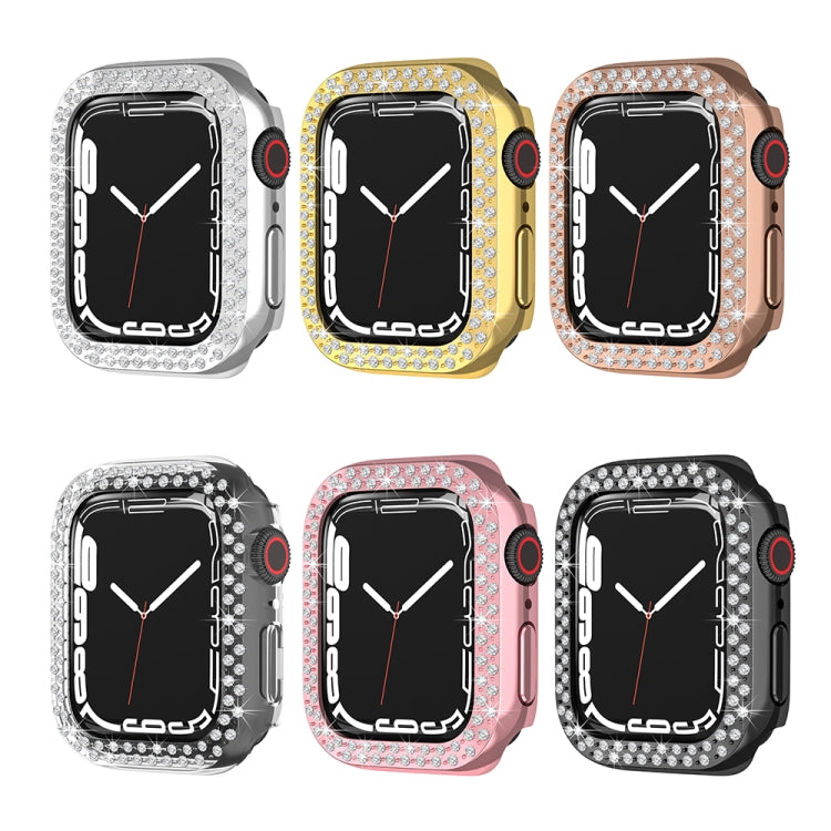 Electroplating PC Double Rows Diamond Protective Case For Apple Watch Series