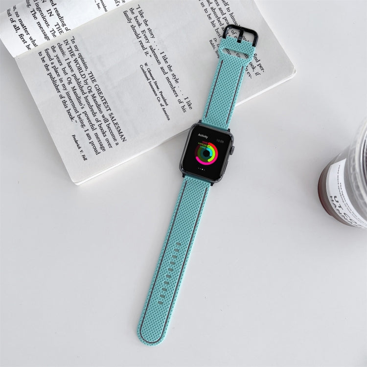 Honeycomb Hole Sewing Silicone Replacement Strap Watchband For Apple Watch Series