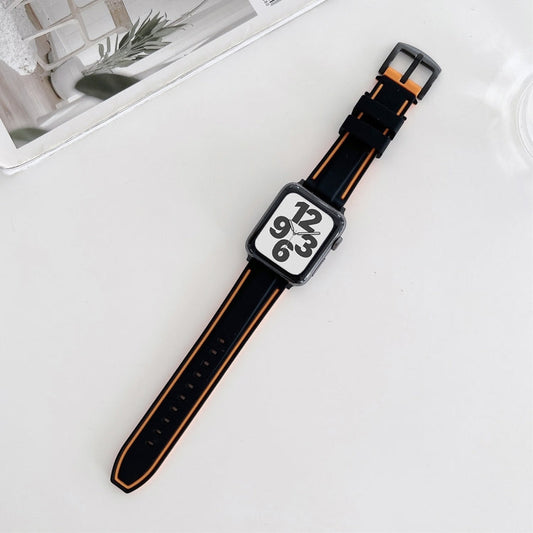 Two-color Silicone Hydraulic Buckle Replacement Strap Watchband For Apple Watch Series