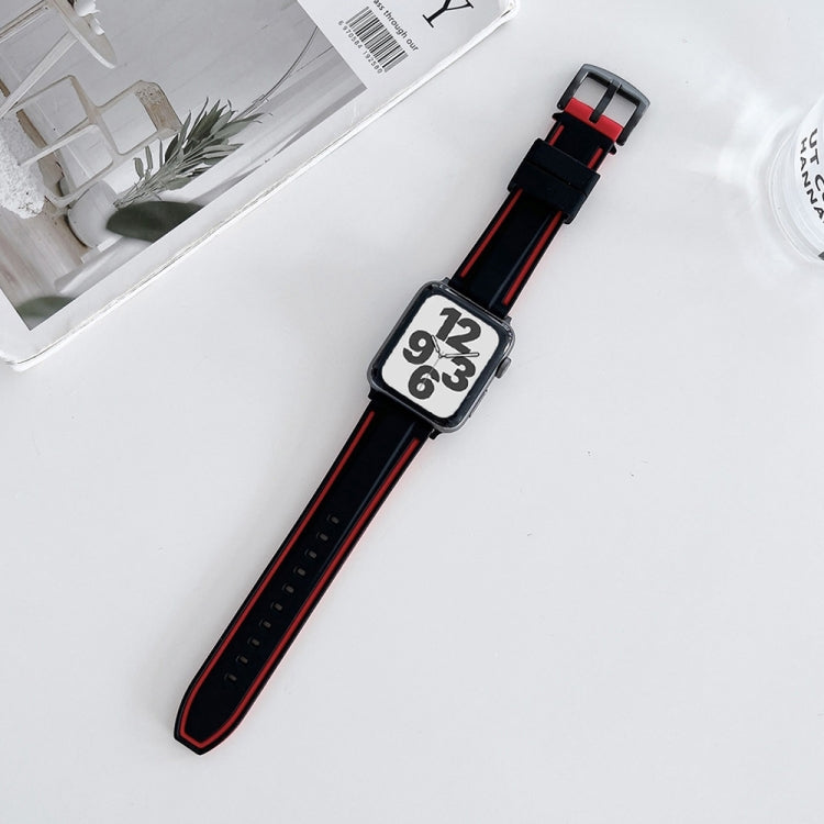 Two-color Silicone Hydraulic Buckle Replacement Strap Watchband For Apple Watch Series