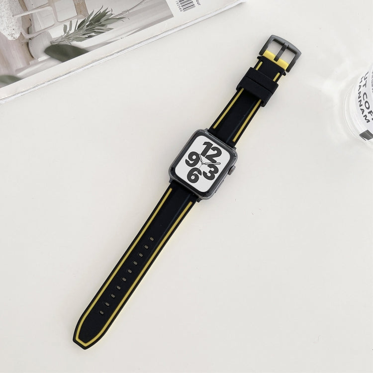 Two-color Silicone Hydraulic Buckle Replacement Strap Watchband For Apple Watch Series