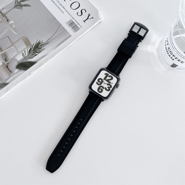 Two-color Silicone Hydraulic Buckle Replacement Strap Watchband For Apple Watch Series