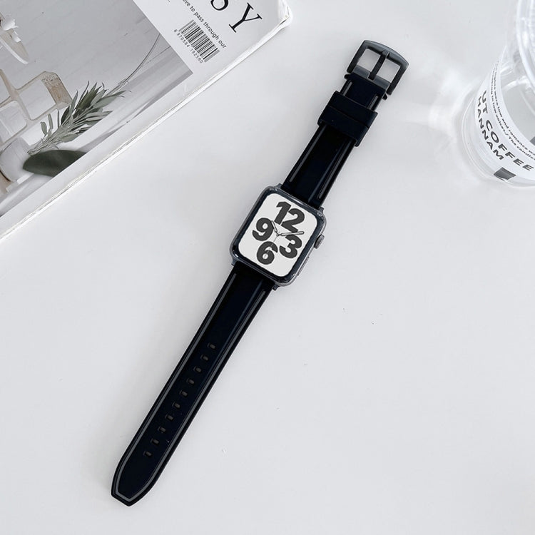 Two-color Silicone Hydraulic Buckle Replacement Strap Watchband For Apple Watch Series