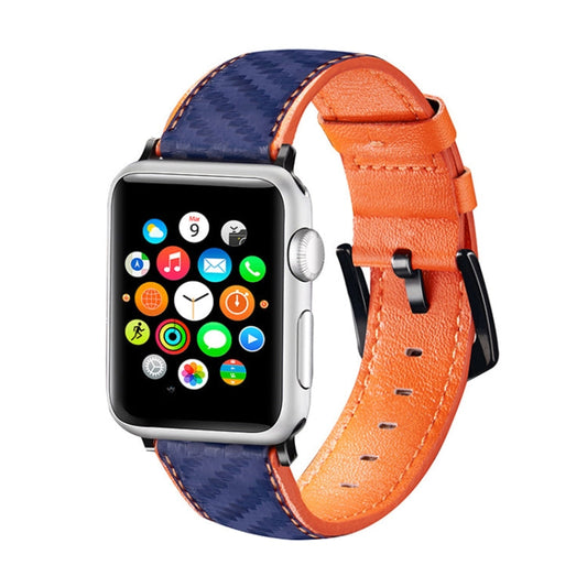 Carbon Fiber Texture Leather Replacement Strap Watchband For Apple Watch Series