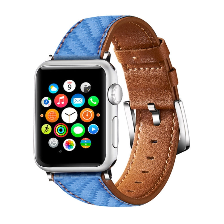 Carbon Fiber Texture Leather Replacement Strap Watchband For Apple Watch Series