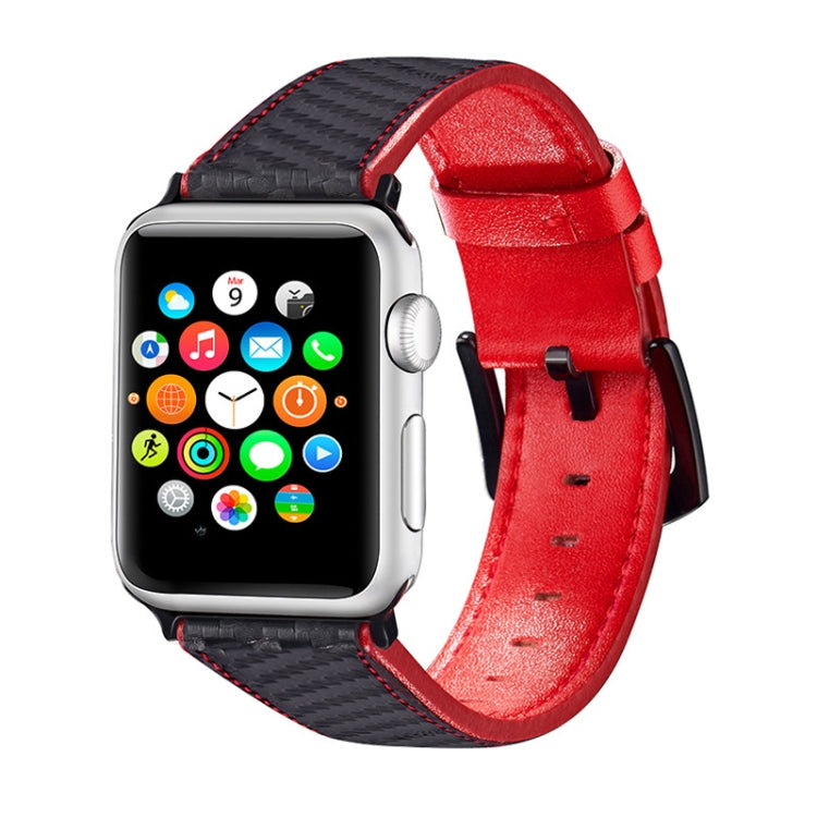 Carbon Fiber Texture Leather Replacement Strap Watchband For Apple Watch Series