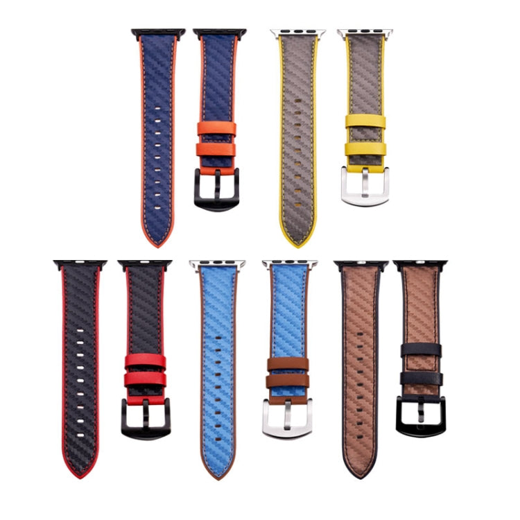 Carbon Fiber Texture Leather Replacement Strap Watchband For Apple Watch Series