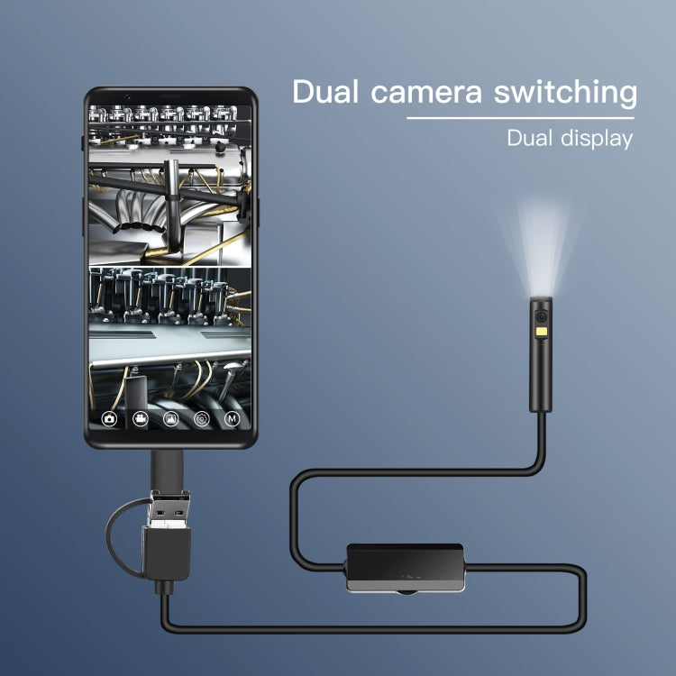 AN100 3-in-1 IP68 wasserdichtes USB-C/Typ-C + Micro USB + USB-Doppelkameras Industrielles digitales Endoskop mit 9 LEDs, unterstützt Android-System, Linsendurchmesser: 5,5 mm