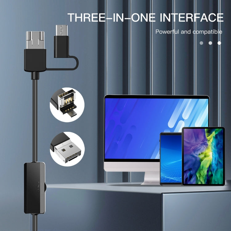 AN100 3-in-1 IP68 wasserdichtes USB-C/Typ-C + Micro USB + USB-Doppelkameras Industrielles digitales Endoskop mit 9 LEDs, unterstützt Android-System, Linsendurchmesser: 5,5 mm