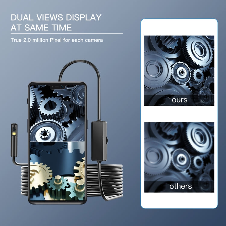 AN100 3 in 1 IP68 Waterproof USB-C / Type-C + Micro USB + USB Dual Cameras Industrial Didital Endoscope with 9 LEDs, Support Android System, Lens Diameter: 8mm