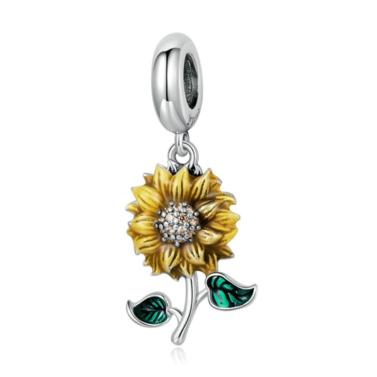 S925 Sterling Silver Sunflower Pendant DIY Bracelet Necklace Accessories