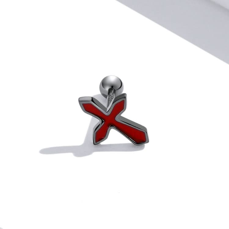 S925 Sterling Silver Dark Cross Ear Studs Women Earrings Reluova