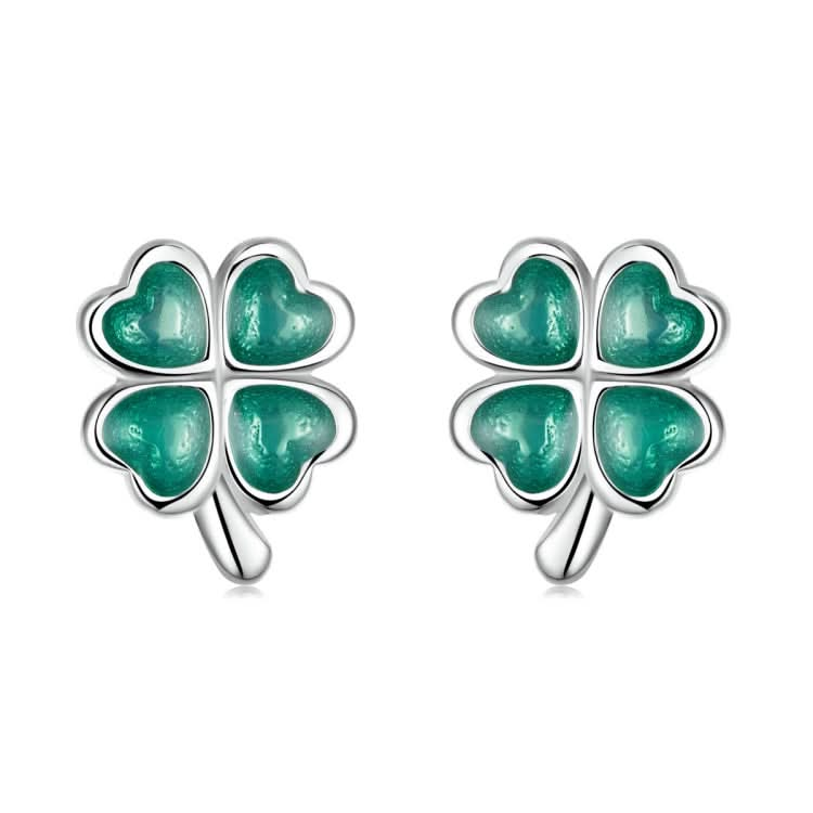 S925 Sterling Silver Four Leaf Clover Ear Studs Women Earrings Reluova