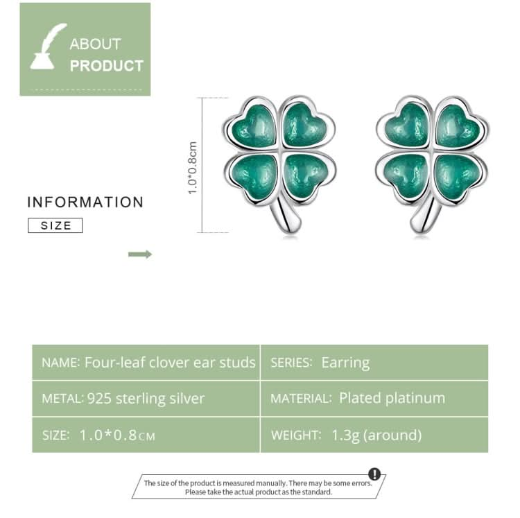 S925 Sterling Silver Four Leaf Clover Ear Studs Women Earrings Reluova