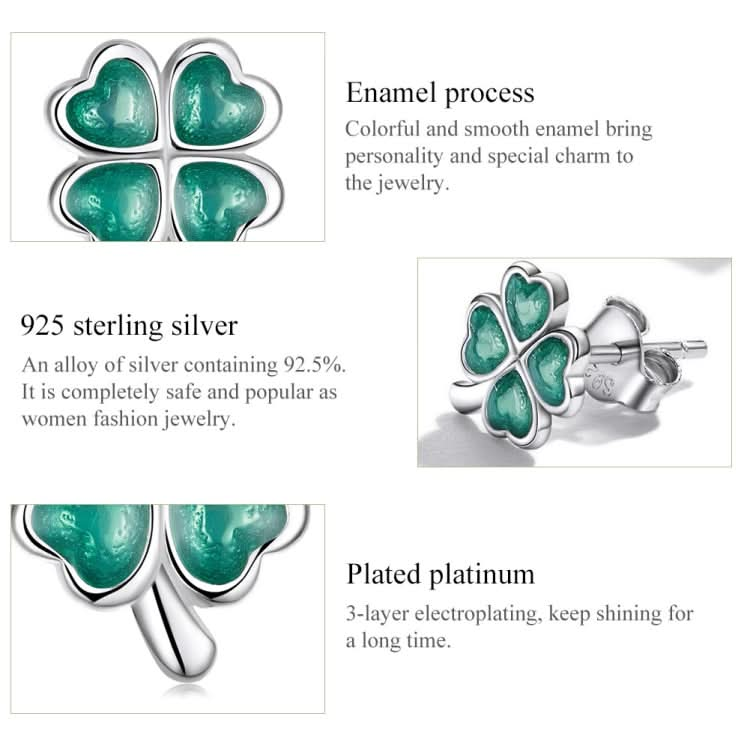 S925 Sterling Silver Four Leaf Clover Ear Studs Women Earrings Reluova