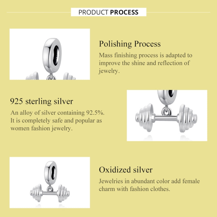 S925 Sterling Silver Weightlifting Barbell Pendant DIY Bracelet Necklace Accessories Reluova