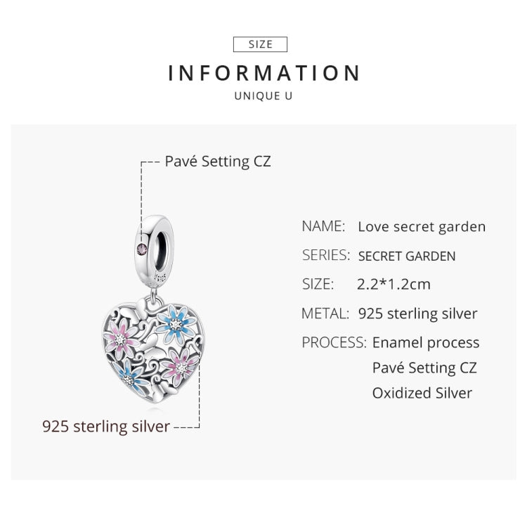 S925 Sterling Silver Heart Secret Garden Pendant DIY Bracelet Necklace Accessories Reluova