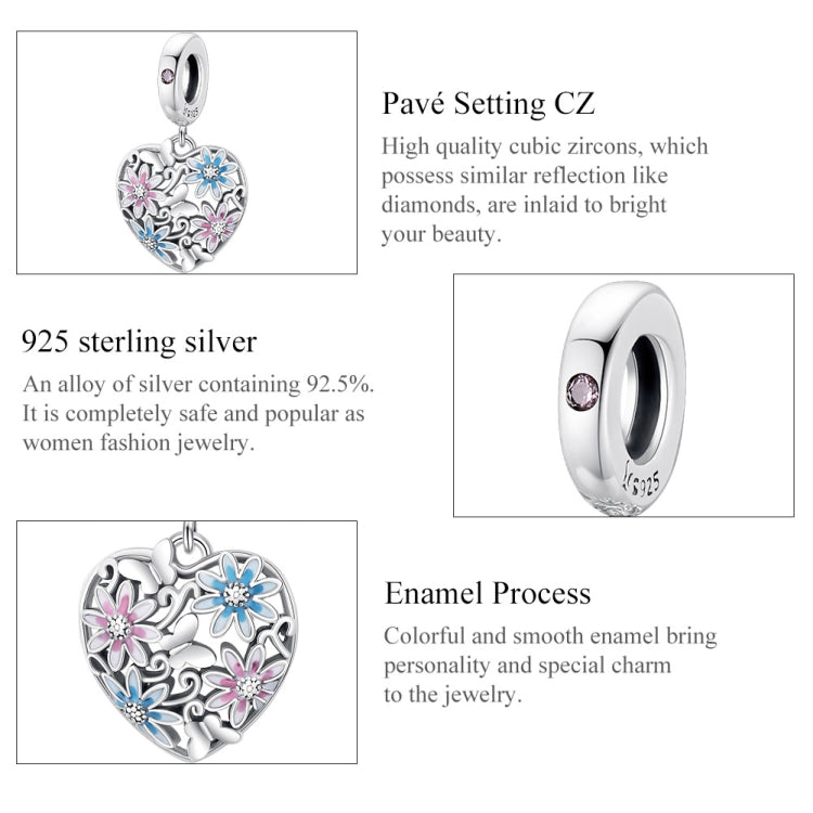 S925 Sterling Silver Heart Secret Garden Pendant DIY Bracelet Necklace Accessories