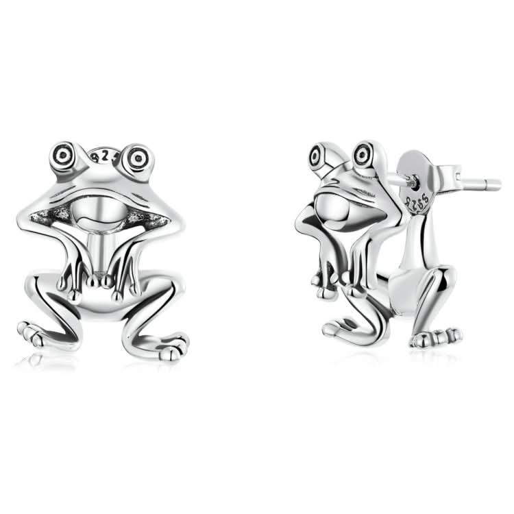 S925 Sterling Silver Fun Frog Ear Studs Women Earrings Reluova