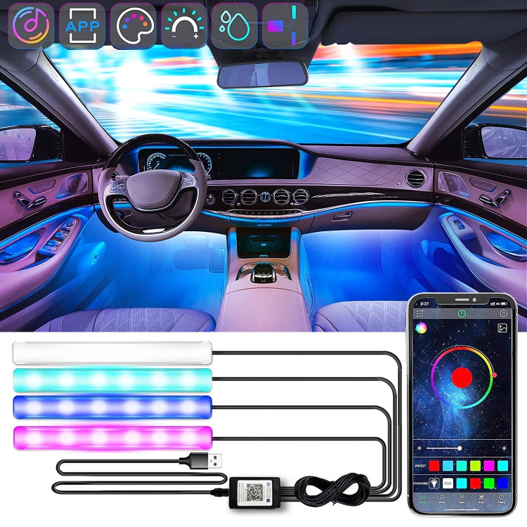 EV21 4 in 1 Bluetooth APP Car Ambient Light Atmosphere Lamp USB Version ÎҵÄÉ̵ê