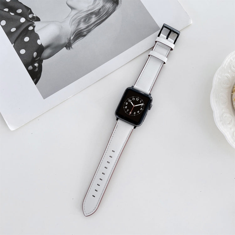 Oil Edge Bright Surface Leather Strap Watchband For Apple Watch Series