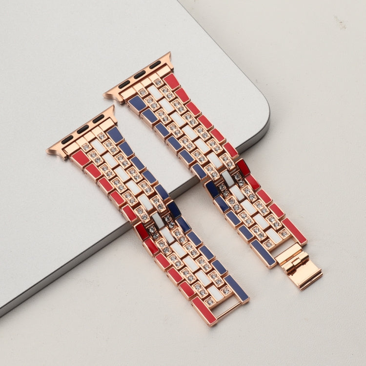 Five-beads Flag Style Steel Strap Watchband For Apple Watch Series