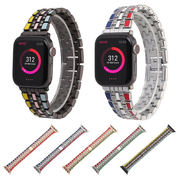 Five-beads Flag Style Steel Strap Watchband For Apple Watch Series