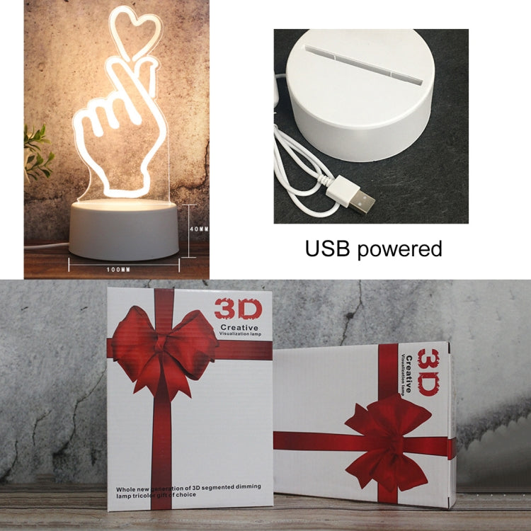 White Base Creative 3D Tricolor LED Decorative Night Light, Button USB Version, Series 2 My Store