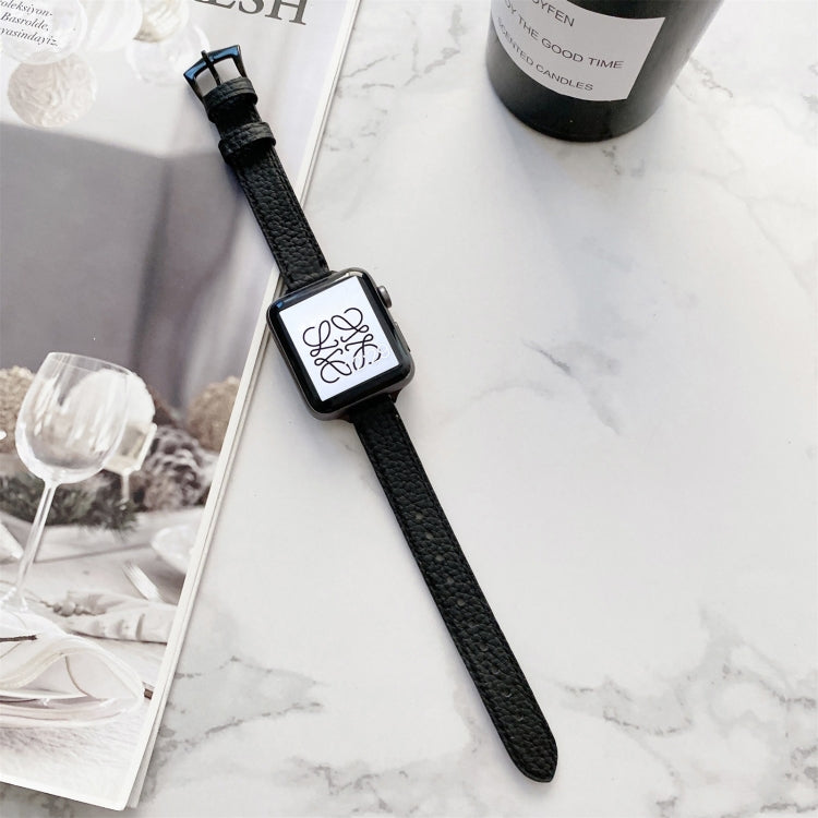 Litchi Texture Slimming Strap Watchband For Apple Watch Series