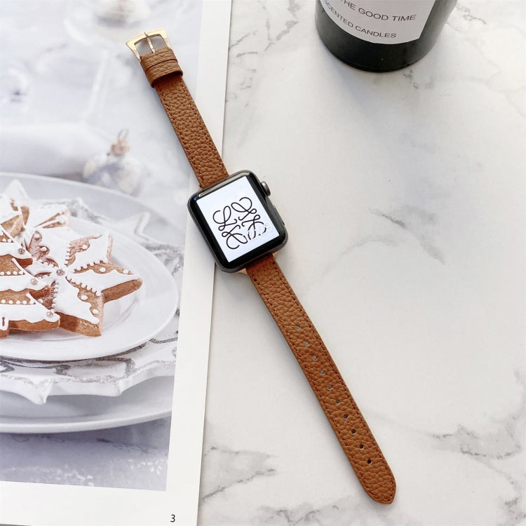 Litchi Texture Slimming Strap Watchband For Apple Watch Series