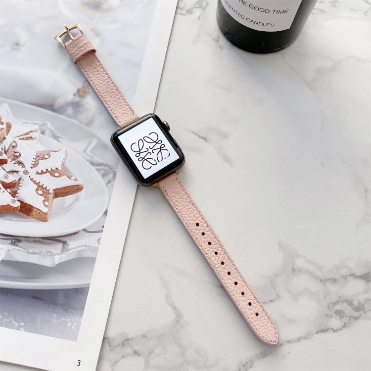 Litchi Texture Slimming Strap Watchband For Apple Watch Series