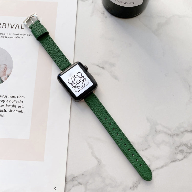 Litchi Texture Slimming Strap Watchband For Apple Watch Series