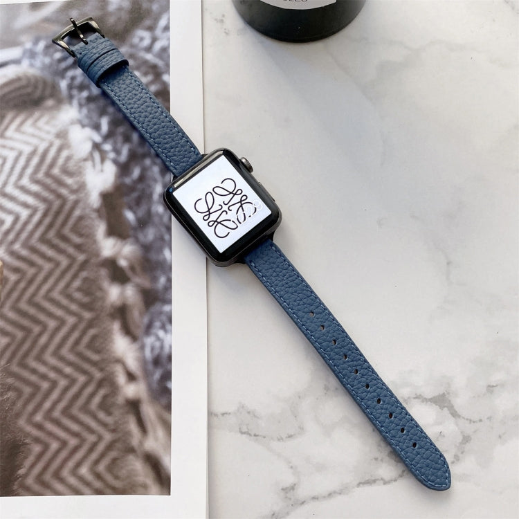 Litchi Texture Slimming Strap Watchband For Apple Watch Series