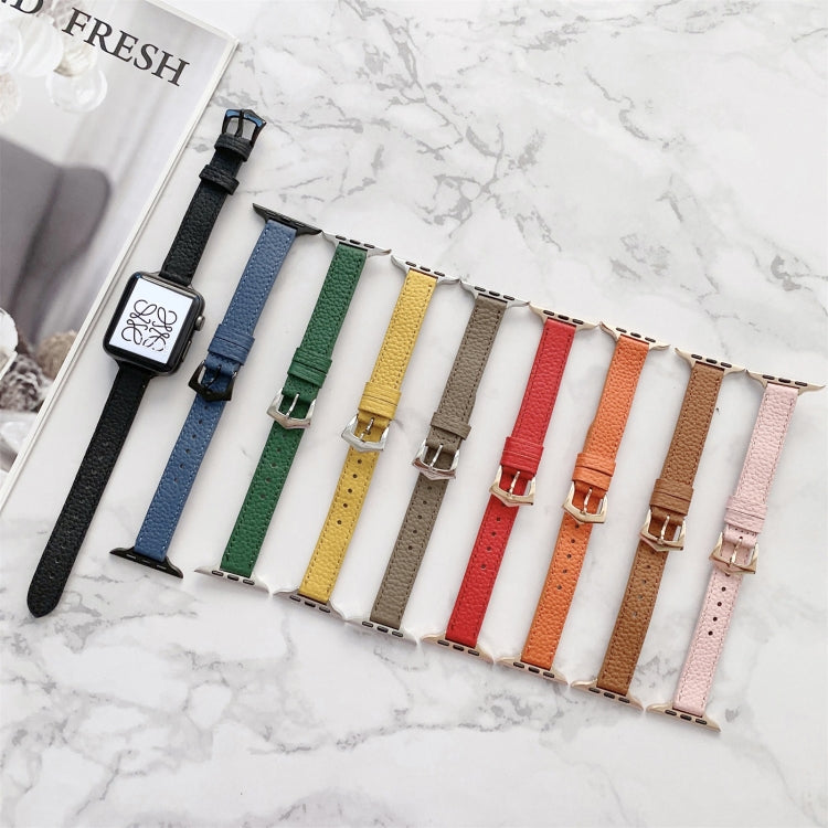 Litchi Texture Slimming Strap Watchband For Apple Watch Series