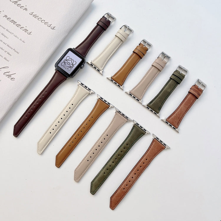 Knife Tail Shaped Cowhide Replacement Watchband For Apple Watch Series