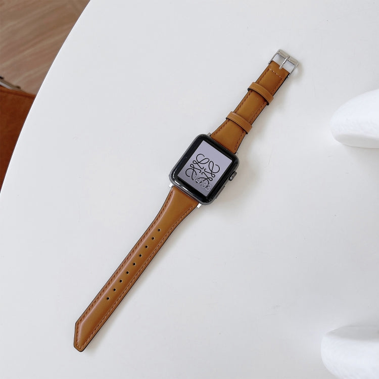 Knife Tail Shaped Cowhide Replacement Watchband For Apple Watch Series