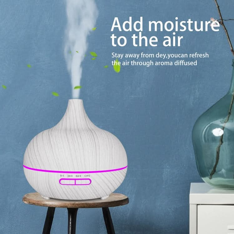 400ml Wood Texture Fragrance Machine Pointed Mouth Humidifier with Colorful LED Light-Reluova