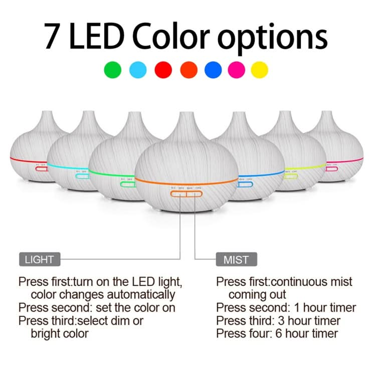 400 мл ароматизатор с текстурой дерева, увлажнитель воздуха с острым носиком и цветной светодиодной подсветкой