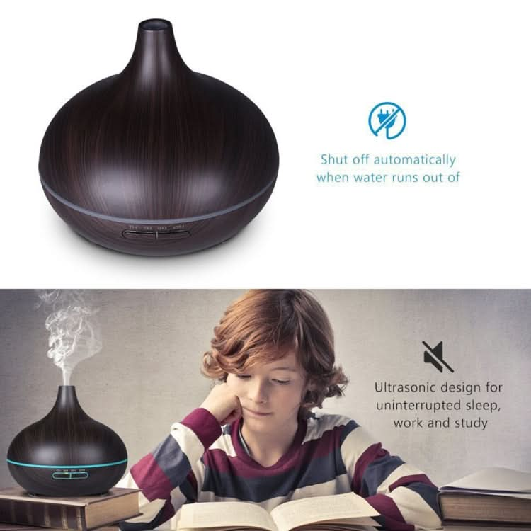 400ml Wood Texture Fragrance Machine Pointed Mouth Humidifier with Colorful LED Light-Reluova