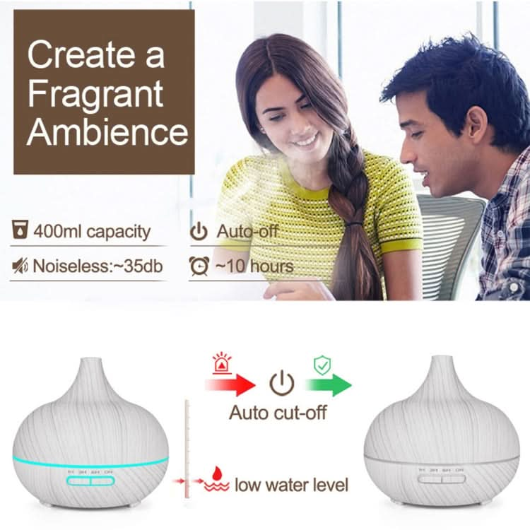 400ml Wood Texture Fragrance Machine Pointed Mouth Humidifier with Colorful LED Light-Reluova