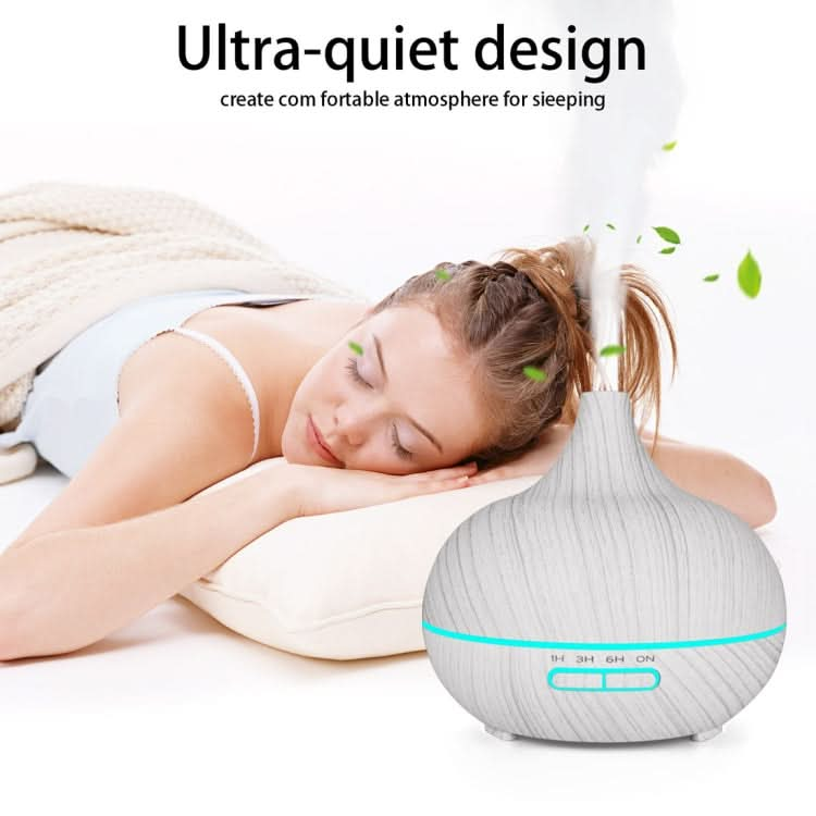 400ml Wood Texture Fragrance Machine Pointed Mouth Humidifier with Colorful LED Light-Reluova