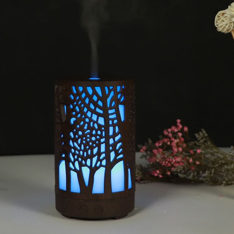 200ml Hollow-out Forest Pattern Wooden Essential Oil Aromatherapy Machine Ultrasonic Humidifier-Reluova