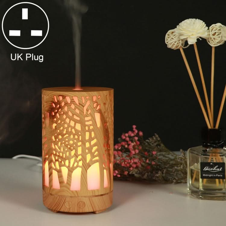 200ml Hollow-out Forest Pattern Wooden Essential Oil Aromatherapy Machine Ultrasonic Humidifier-Reluova