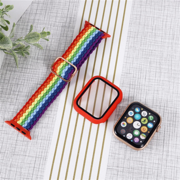 Adjustable Striped Woven Nylon Watchband + Watch Case Set For Apple Watch Series, Series 1