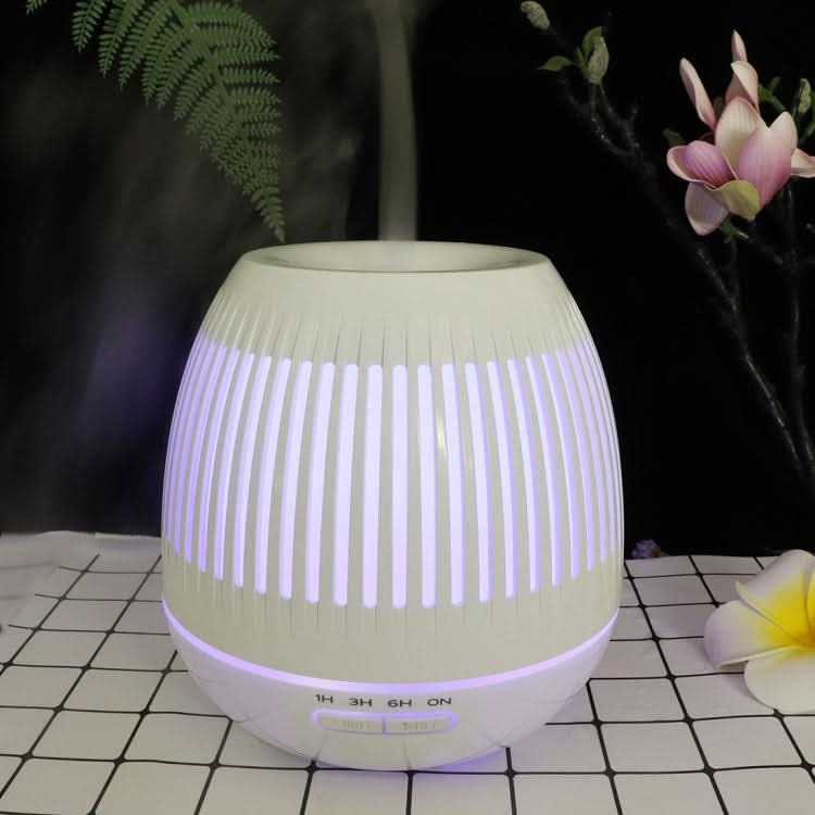 400ml Hollow-out LED Humidifier Wood Grain Air Purifier Aromatherapy Machine with Colorful LED Light