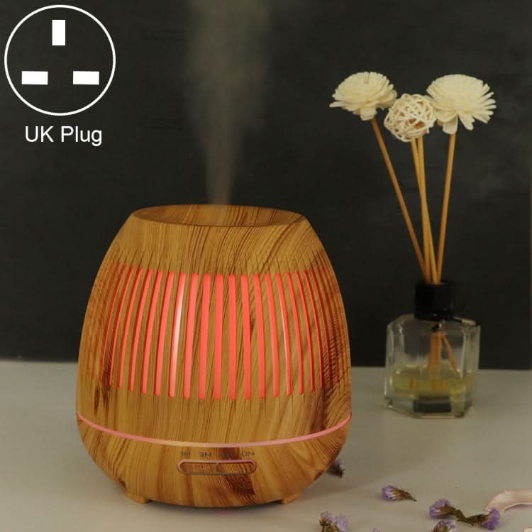 400ml Hollow-out LED Humidifier Wood Grain Air Purifier Aromatherapy Machine with Colorful LED Light-Reluova