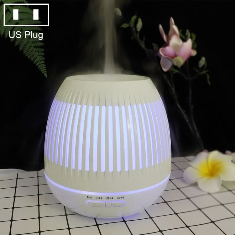 400ml Hollow-out LED Humidifier Wood Grain Air Purifier Aromatherapy Machine with Colorful LED Light-Reluova