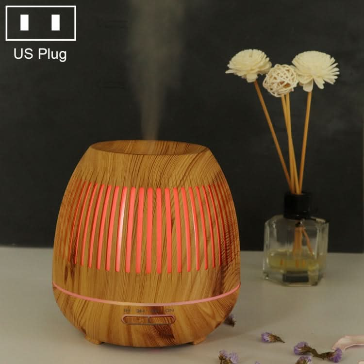 400ml Hollow-out LED Humidifier Wood Grain Air Purifier Aromatherapy Machine with Colorful LED Light-Reluova