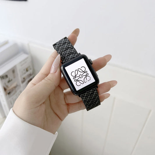 Carbon Fiber Straight Edge Strap Watchband For Apple Watch Series